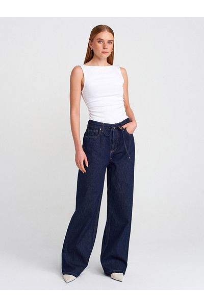 Dilvin 71770 Rins Wash Elastic Denim Trousers-Navy