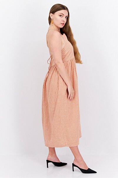 Levi's Women Micro Checkered Midi Dress, Brown