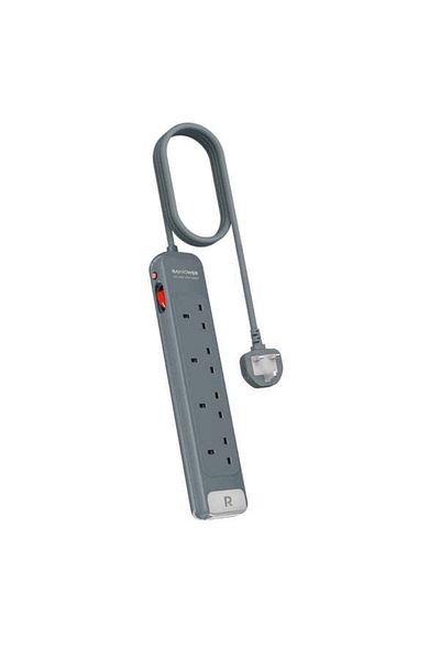 RavPower شريط طاقة مزود بـ 4 منافذ تيار متردد مع سلك تمديد بطول 1.5 متر، وتصميم قابل للتركيب على الحائط وميزات أمان