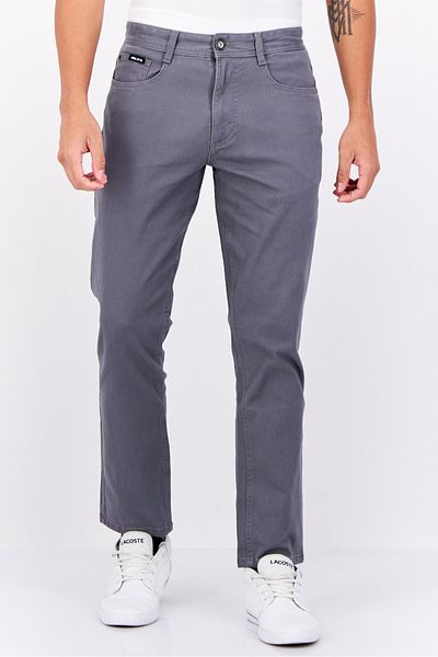 Henleys Men Regular Fit Sold Chino Pants, Grey