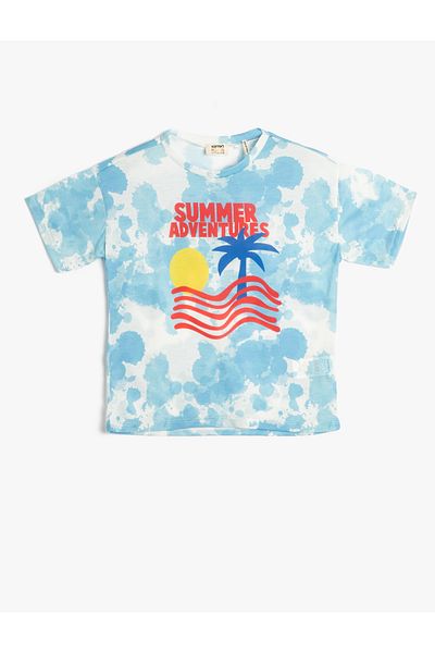 Koton T-Shirt Short Sleeve Crew Neck Batik Patterned