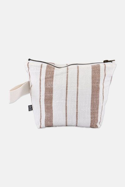 Muy Mucho Stripe Toiletry Bag 28 H X 18 L X 8 W Cm, Off White Combo
