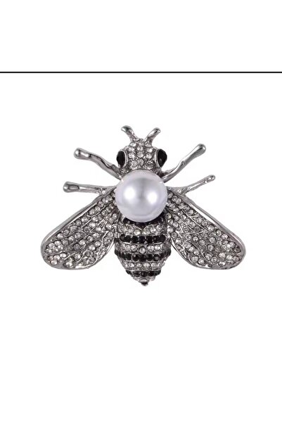 ESJ Kristal Zirkon Taş İnci Detay Arı Kadın Broş Ebat: 3*4 cm