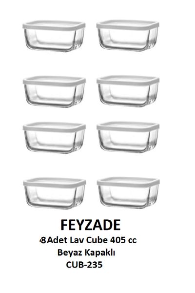 LAV Feyzade Cube Breakfast Storage Container Set 8 Pcs 405Cc (Cub-235)