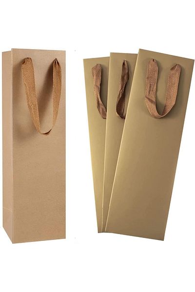 fulina 12 Pcs Wine Bags, Kraft Paper Single Bottle Wine Gift Bags