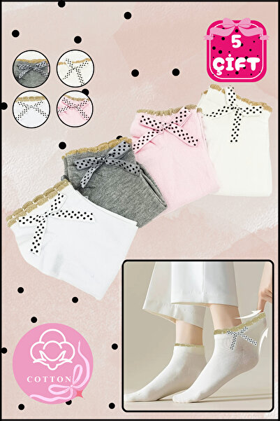 Miss Lana Ботуши за момичета Чорапи Панделка Памучни устойчиви на пот (5 ЧИФТ...