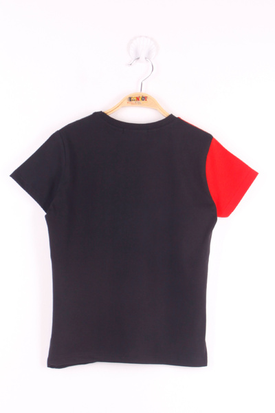 Toontoy Boy's Black Printed Garnished T-Shirt
