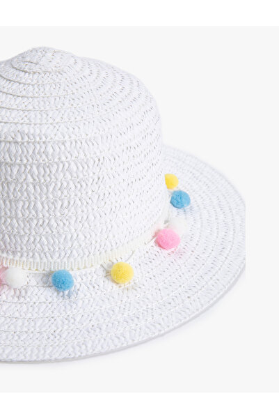 Koton Straw Hat with Pompom Detail