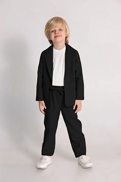 DMB BOYS & GIRLS Premium Keten Erkek Çocuk 3'lü Takım Elbise