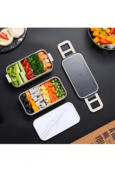 fulina Adult Lunch Box, Double Compartment Leak-proof Design, Food-grade Safe Material,Hold Fruit
