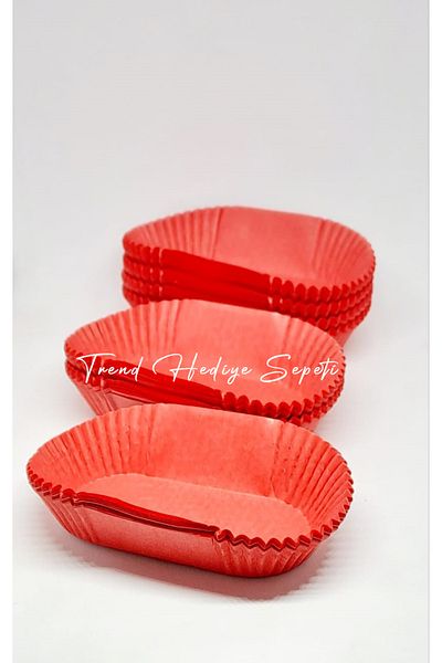 Trend Hediye Sepeti Takribi 200 Pieces Large Size Red Inserts Paper 8.5X4 Cm, Diamond Presentation, Muffin Cake Mold