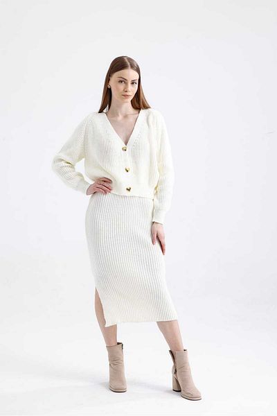 ikomteks Heart Button Detailed Skirt Set
