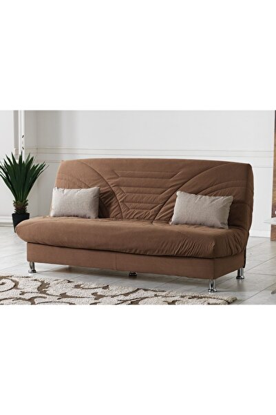 Meşe Home Smart Kılıflı Bazalı Yataklı Süngerli S Yaylı Kanepe Koltuk Çekyat Kahve
