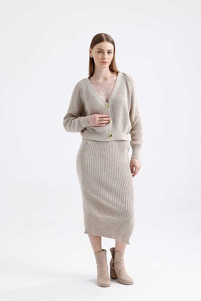 ikomteks Heart Button Detailed Skirt Set
