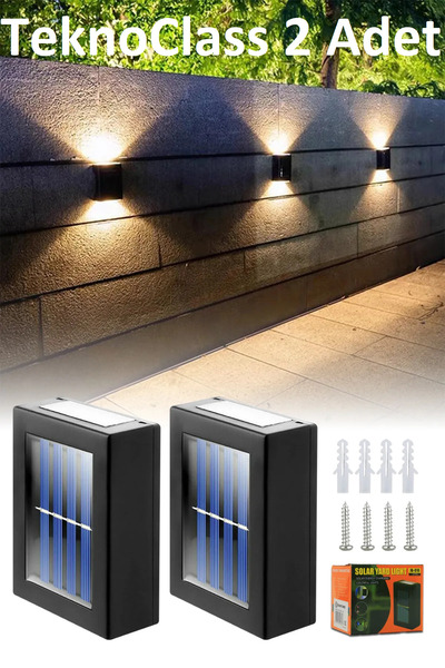 TeknoClass Tekli Yeni Solar Çift Taraflı Duvar Lambası Güneş Enerjili Aydınla...