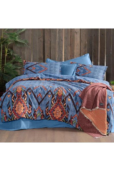 Sarev Set cuvertură de pilota Blue Single Ruby - Flanel 100% bumbac