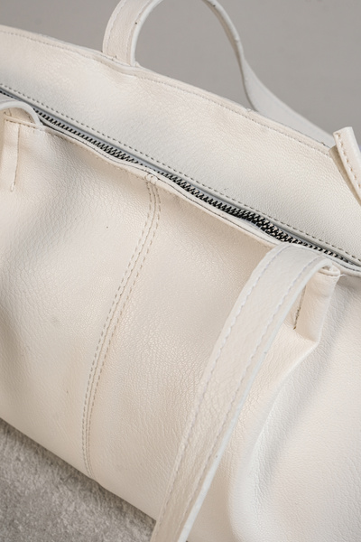 Çantacımstore Geantă albă pentru femei cu mâner dublu