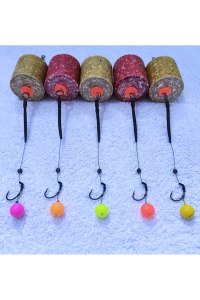 LittoCollection 5 Adet Küspe'Li  Karışık Renkli14 Mm Pop Up'Lı Sazan Rig Takı...