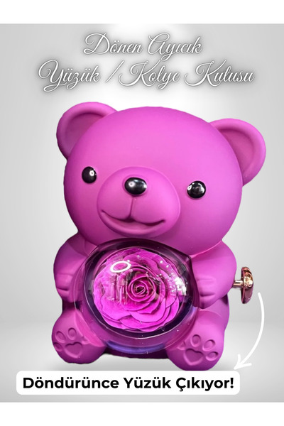 Elifsu Jewelry Dönen Ayıcık Yüzük Kolye Kutusu Mor Renkli (Boş Kutudur)