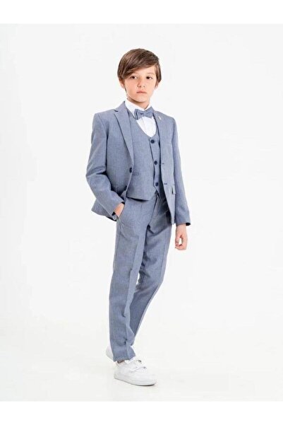 Zekids Boy's 5-Piece Classic Suit with Lapel Rosette Detail (Age 6-9)