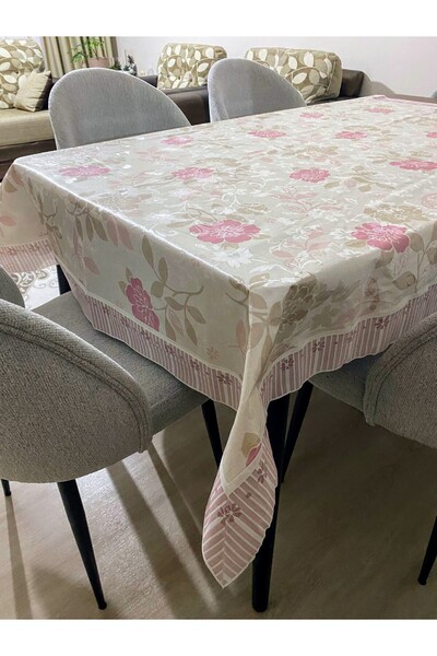 Blue Home LUX Sedef Meiwa Elyaf  Astarlı  Kaymaz  Kolay Silinebilir Masa Örtüsü /  Ebat: 132 cm x 180 cm