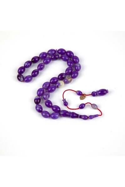 LapisDo مسبحة كاتالين بيزى 8x11 ملم - أرجواني/أبيض