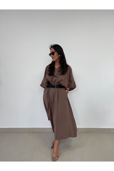 caddstore Φόρεμα Dr 8242 Self Belted Modal Mink