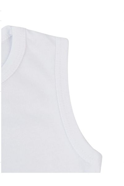Kujju 3-9 Months White Crew Neck Rib Basic Badi Set of 5 with Snaps