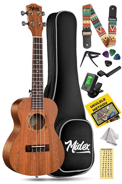 Midex Tn-26mc Σετ Mahogany Tenor Ukulele (SOFTCASE TUNER CAPO METOD NOTA STICKER ΚΡΕΜΑΣΤΡΑ PENA)