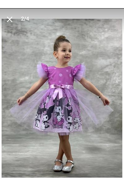 Uğur bebe Girl's Tulle Print Lined Party Birthday Dress