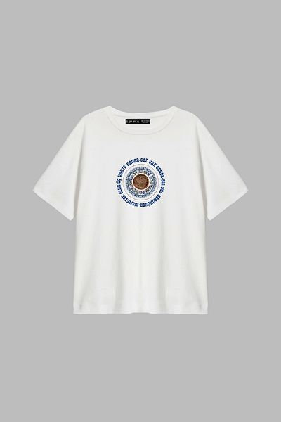 Sekizbiraltı Γυναικείο μπλουζάκι Eye Got You Printed Relaxed Fit Λευκό