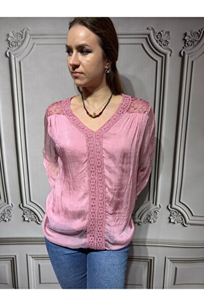 AGORATEKSTİL Γυναικεία ιταλική μπλούζα με μανίκια Capri με επένδυση από μετάξι