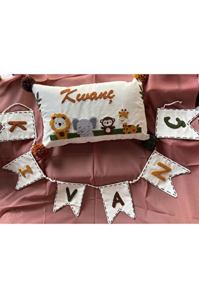 punch passion Punch Işlemeli Isimli Flama Ve Takı Yastık Kılıfı Takımı,bebek ...