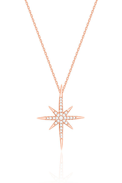 SİLVERA TELKARİ Kutup Yıldızı Gümüş Kolye Rose Rengi 925 Ayar ST194