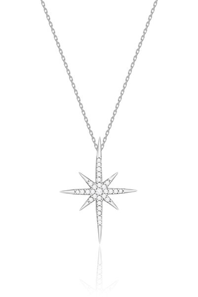 SİLVERA TELKARİ Kutup Yıldızı Gümüş Kolye 925 Ayar Kadın Kolye ST195