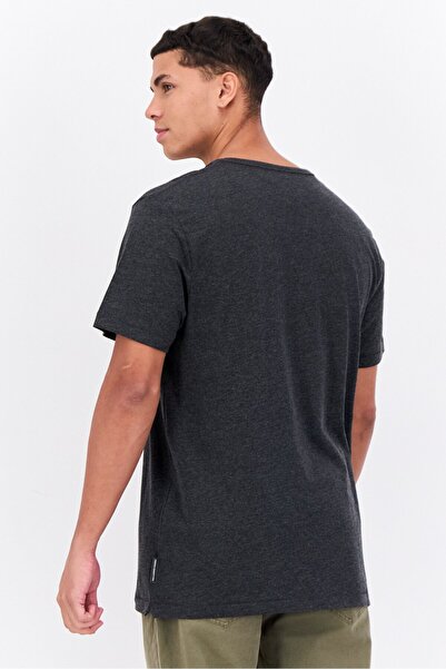 French Connection Men Crew Neck Short Sleeve Brand Logo T-Shirt, Charcoal Grey