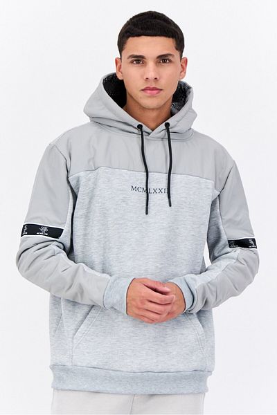 Brave Soul Men Hooded Heather Long Sleeves Sweatshirt, Light Grey