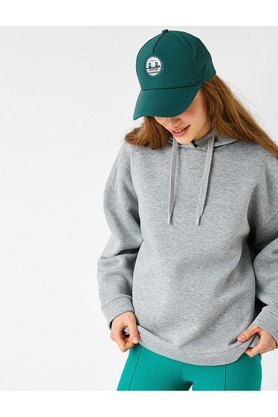 Koton Oversize Basic Sweatshirt with Hooded Fleece Inside