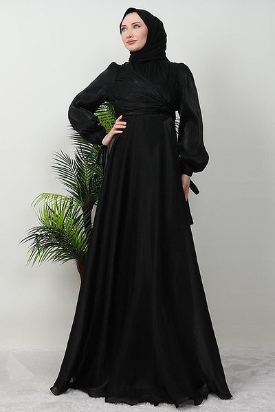KAWEL Βραδινό φόρεμα Black Silk Lily
