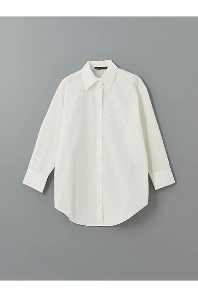 LC Waikiki Μοντέρνο Floral Oversize Γυναικείο Πουκάμισο Ποπλίνα