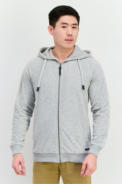Civil Society Men Hooded Brand Logo Long Sleeves Sweatshirt, Grey