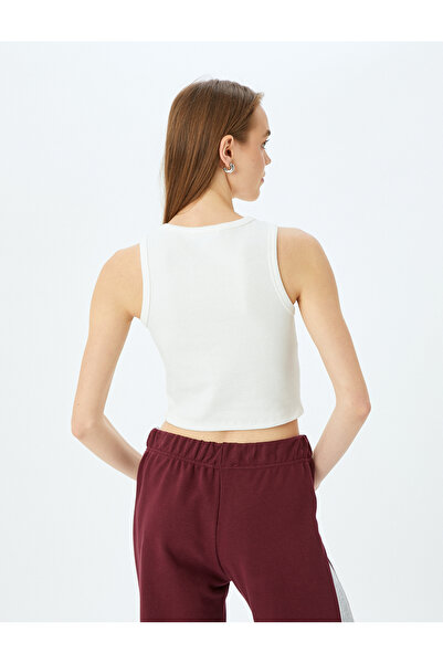 Koton Bisiklet Yaka Kolsuz Slogan Baskılı Crop Fitilli Atlet