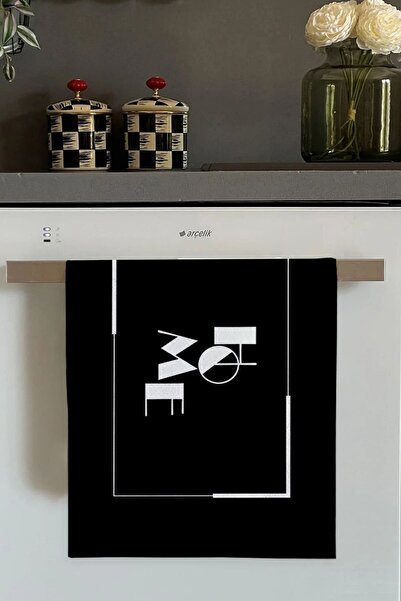Viva Home Siyah Home Yazılı Fırın Mutfak Havlusu 30x50cm