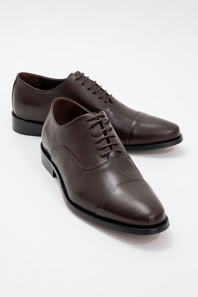 DANACI Men's Leather Sole Laced Classic Shoes Genuine Leather Dnc 368 Brown