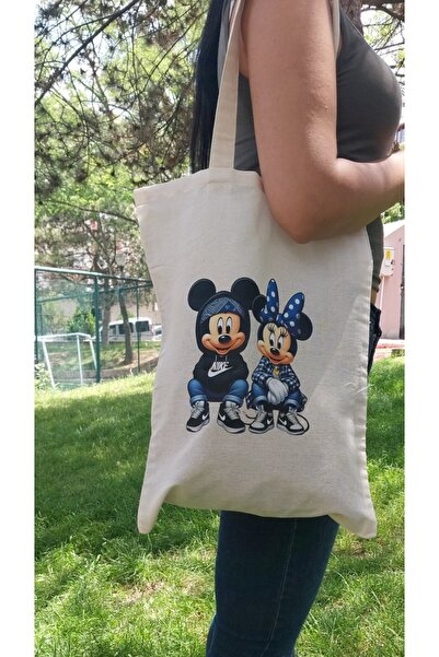MODA Mickey and Minnie Aşk Dolu Bez Çanta