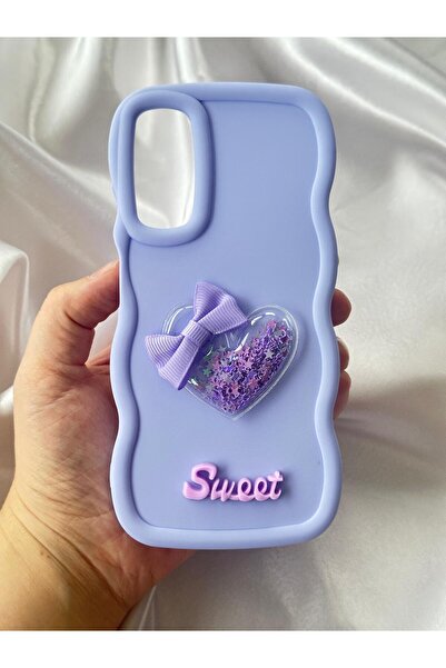Vip Case Samsung Galaxy A05S Colorful Heart Ribbon Detailed Glittery Wavy Sweety Case