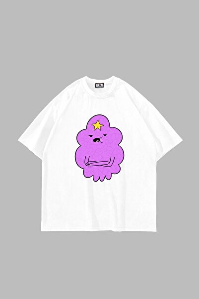Bak Moda Lumpy Space Princess Štampano Oversize kroj Unisex bela majica