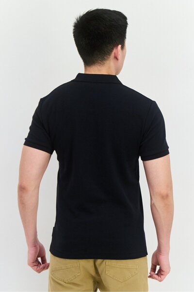 French Connection Men Regular Fit Brand Logo Short Sleeves Polo Shirt, Black