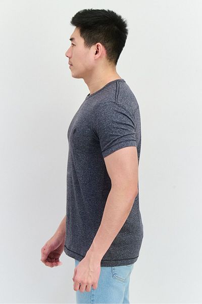 French Connection Men Crew Neck Short Sleeve Heather T-shirt, Navy Blue