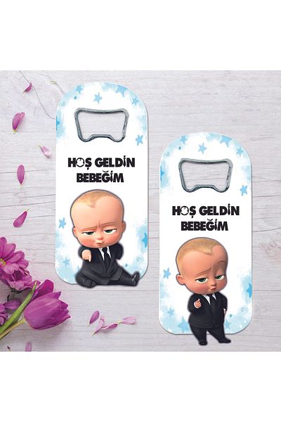 Ege ajans 10 Pcs Wood Embossing Figured Boss Baby Opener Magnet